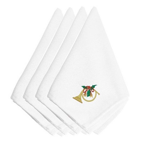 CAROLINES TREASURES Christmas French Horn Embroidered Napkins, Set of 4, 4PK EMBT2079NPKE